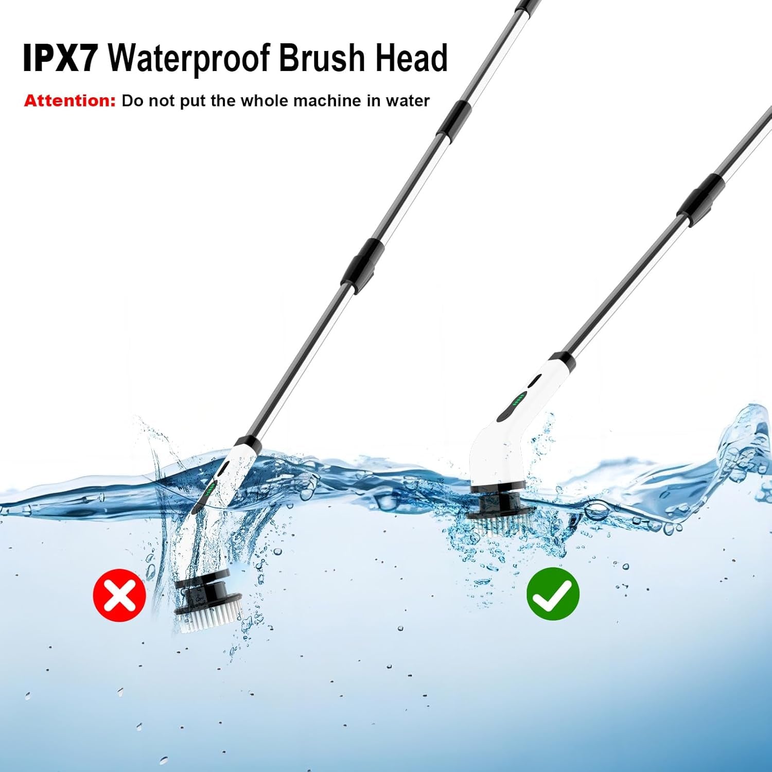 Electric Spin Scrubber, Cordless Cleaning Supplies Full-Body IPX7 Waterproof Power Shower Cleaner Brush with 9 Replaceable Brush Heads, Adjustable Extension Handle for Bathroom Accessories